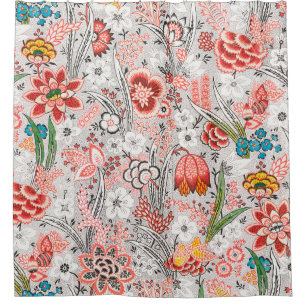 CORTINA PARA BOX FLORAL VERMELHO AZUL AMARELO TULIPAS FLORES SILVES