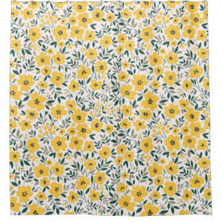 Cortina Para Box Flores amarelas: flores modernas sem costura flora