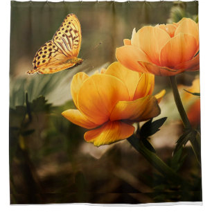 Cortina Para Box Flores Amarelas Profundas e Brilhantes com Borbole