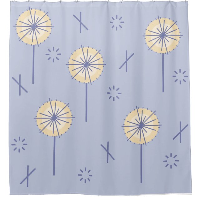 Cortina Para Box Flores Atômicas Retro Amarelo Azul (Frente)