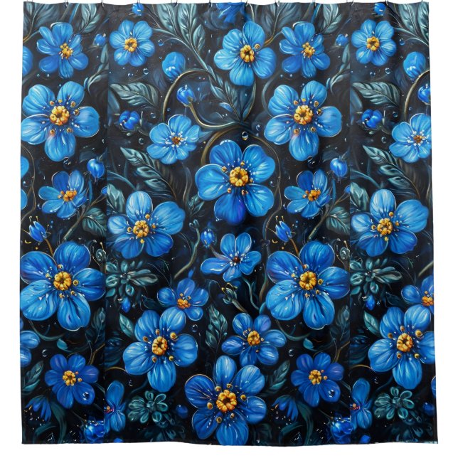 Cortina Para Box Flores azuis (Frente)