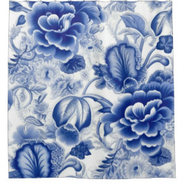 Cortina Para Box Flores Azul Índigo