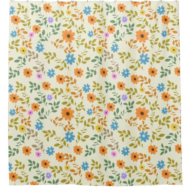 Cortina Para Box Flores bonito, algodão (Frente)