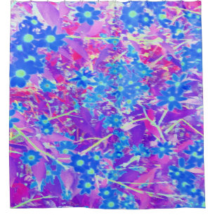 Cortina Para Box Flores bonito de Azul Violeta e Verde limão