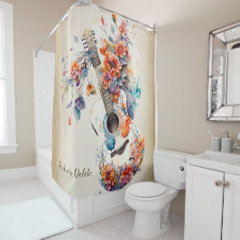 Cortina Para Box Flores Coloridas Instrumento Musical de Violão Ele