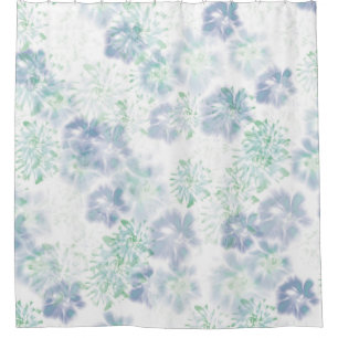 Cortina Para Box Flores de Boho Azul Florindo Corante Floral Padrão