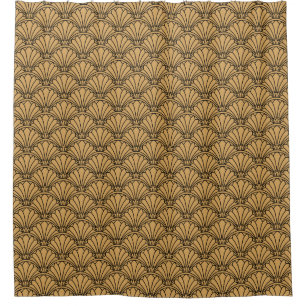 Cortina Para Box Flores de Deco de Arte Dourada e Negra Motif