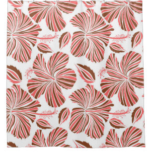Cortina Para Box Flores de hibisco havaianas: estilo tropical marro