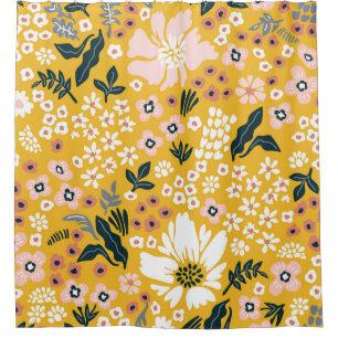 Cortina Para Box Flores de Jardim: Charme de Vintagem Amarela.