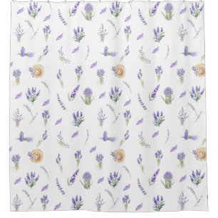 Cortina Para Box Flores de Lavanda de Pastel de Aquarelas