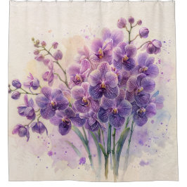 Cortina Para Box Flores De Orquídeas Roxas