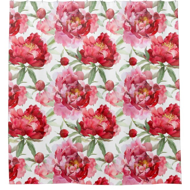 Cortina Para Box Flores de peônia (Frente)