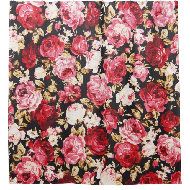 Cortina Para Box Flores de tapeçaria, padrão de tecido. (Frente)