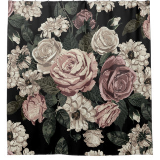 Cortina Para Box Flores de Vintagem Russas Elegantes e Negrito