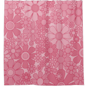 Cortina Para Box Flores do Jardim Retro Padrão Floral Rosa Bonito
