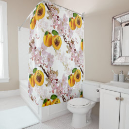 Cortina Para Box Flores e frutas de damasco.