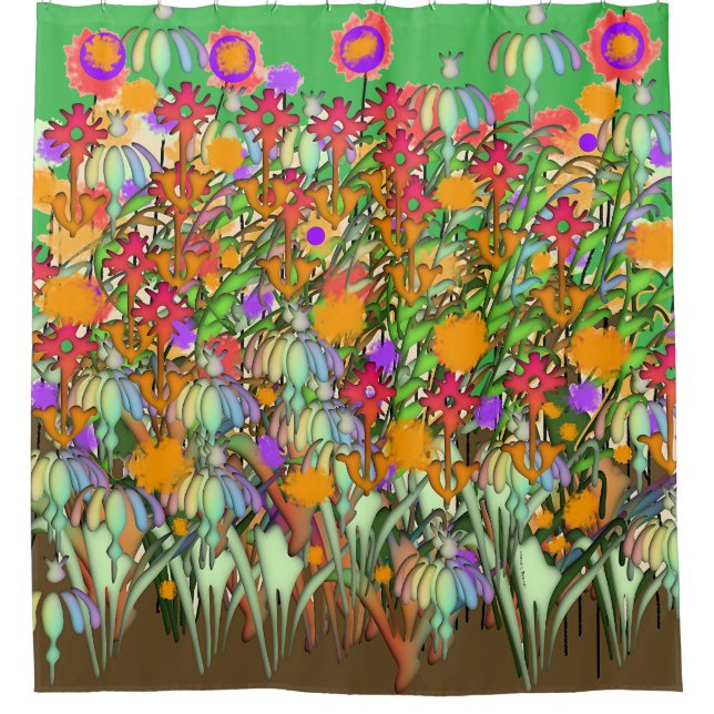 Cortina Para Box Flores Flores Flores Verde (Frente)