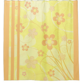 Cortina Para Box Flores Laranja Amarelo Simples Floral Retro de Ver