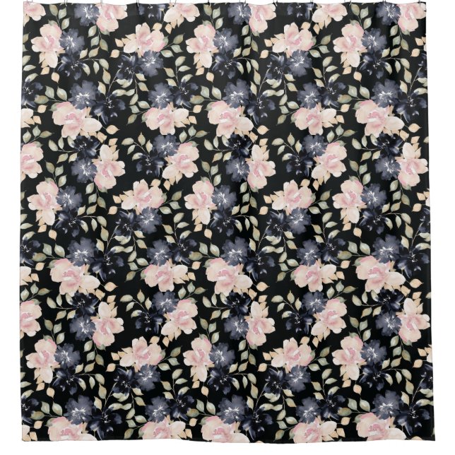 Cortina Para Box flores pretas e lindas (Frente)