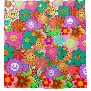 Cortina Para Box Flores Retro Groovy Boho Hippie