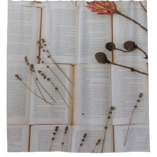 Cortina Para Box Flores secas em livros