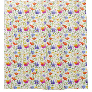 Cortina Para Box Flores selvagens coloridas num campo