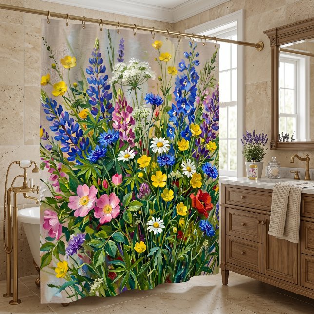 Cortina Para Box Flores Silvestres de Prado de Verão (Criador carregado)