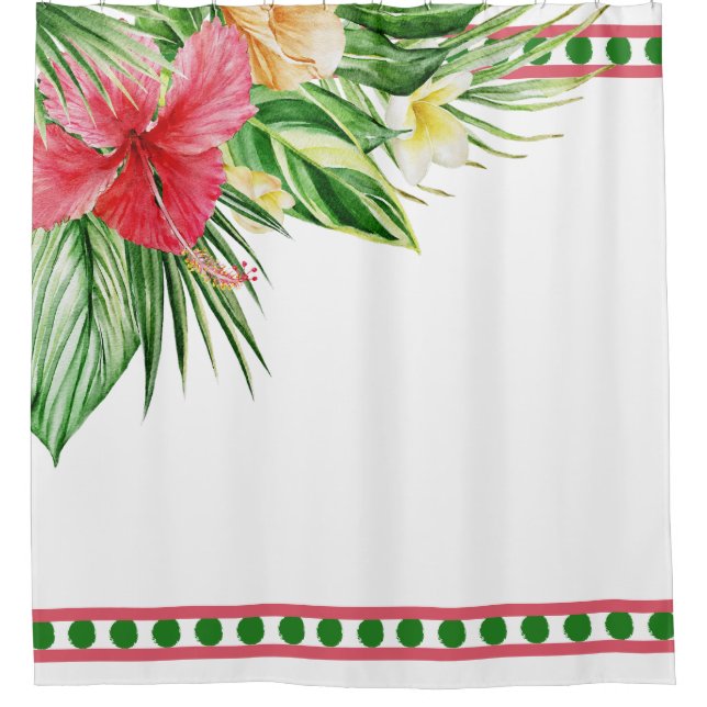 Cortina Para Box Flores Tropicais Hibisco (Frente)