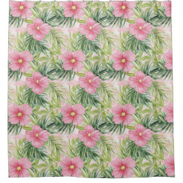 Cortina Para Box Flores Tropicais Rosa