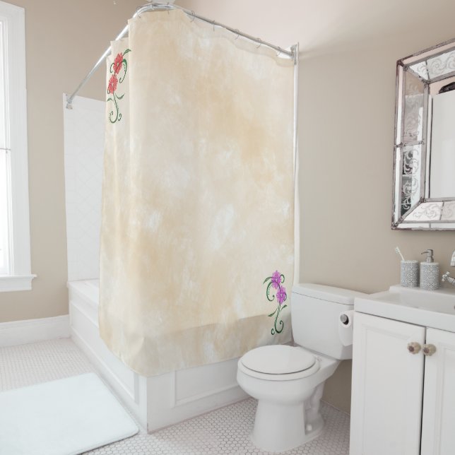 Cortina Para Box Flores Vermelhas E Rosa (In Situ)