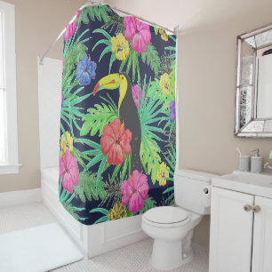 Cortina Para Box Floresta Tropical de Tucan e Folhas
