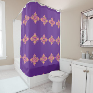 Cortina Para Box Flowers on Purple Shower Curtain