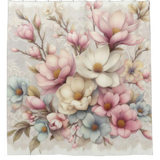 Cortina Para Box Fofo chique floral e renda feminina