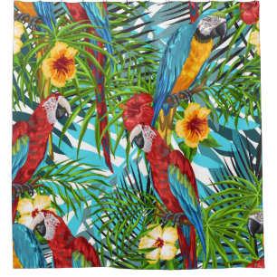 Cortina Para Box Folha floral da floresta tropical de fundo complic