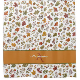 Cortina Para Box Folha Floral de Cogumelo de Madeira de Outono Nome