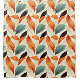 Cortina Para Box Folhas de cor azul-laranja do Boho