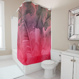 Cortina Para Box Folhas de Palmeira Tropicais de Verão Rosa Diverti