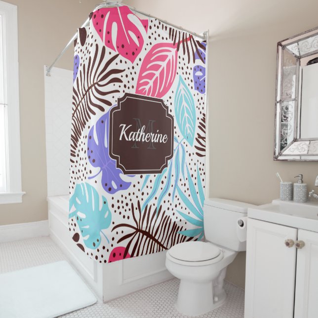 Cortina Para Box Folhas tropicais bonitas (In Situ)