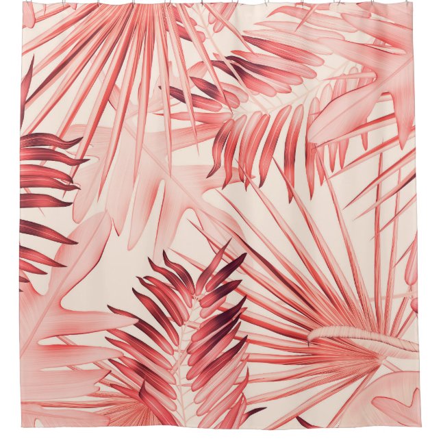 Cortina Para Box Folhas Tropicais de Palma, Padrão Na moda Havaiano (Frente)