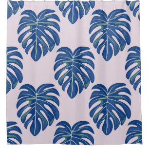 Cortina Para Box Folhas Tropicais Fashionáveis Padrão Sem Costura