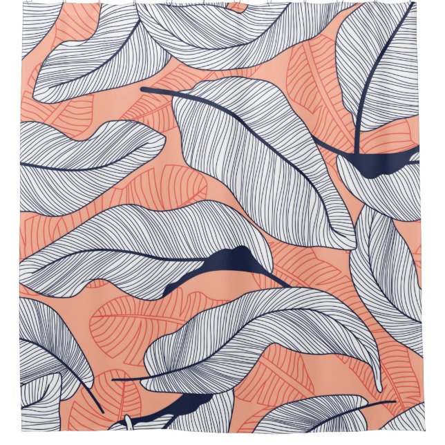 Cortina Para Box Folhas tropicais, folhas da selva sem costura fl (Frente)