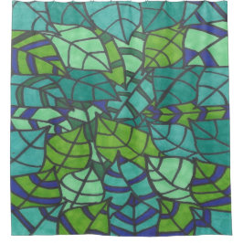 Cortina Para Box Folhas Tropicais Verdes