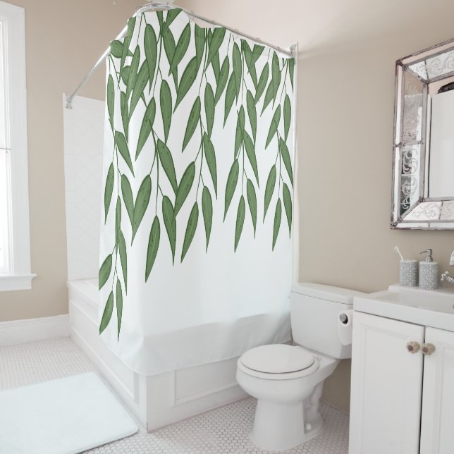 Cortina Para Box Folhas tropicais verdes folhas naturais folha verd (In Situ)