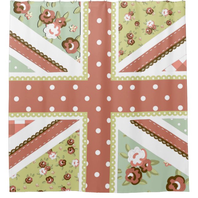 Cortina Para Box Folk do Diário Quilt British Union Jack Flowers (Frente)