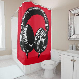 Cortina Para Box Fones de ouvido de música Black DJ