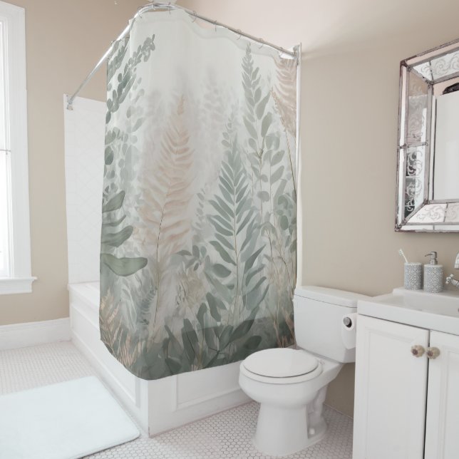 Cortina Para Box Forest Ferns Pastel Shower Curtain (In Situ)