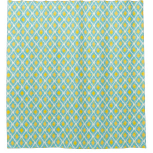Cortina Para Box Forma amarela azul do ikat tribal moderno