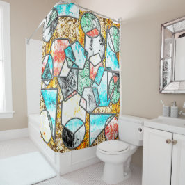 Cortina Para Box Formas geométricas com texturas esbranquiçadas est