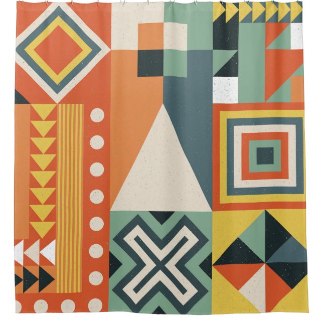 Cortina Para Box Formas geométricas, fundo simples plano. (Frente)