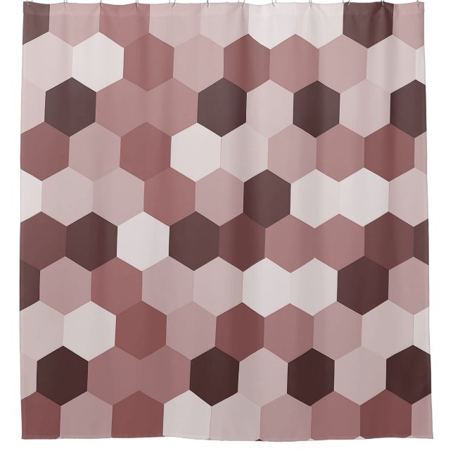 Cortina Para Box Formas Modernas de Geometria Hexagonal Castanho-av (Frente)